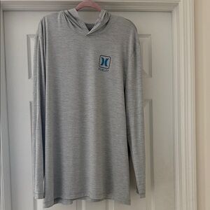 Hurley Light Gray Men's Hoodie with Blue Logo